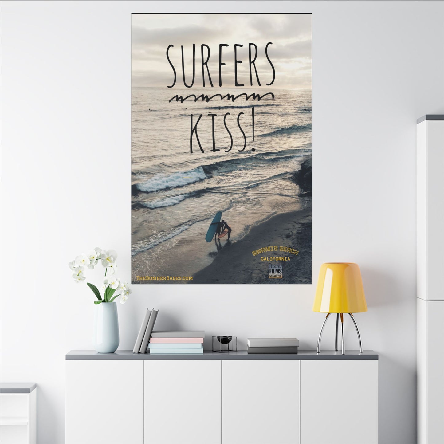 Swamis Vibe Encinitas California JSE Photograph #217 Surfers Kiss Ocean-Inspired Canvas Wall Art, Surf Decor, Beach Lover Gift, Coastal Home Decor, Matt Box Canvas