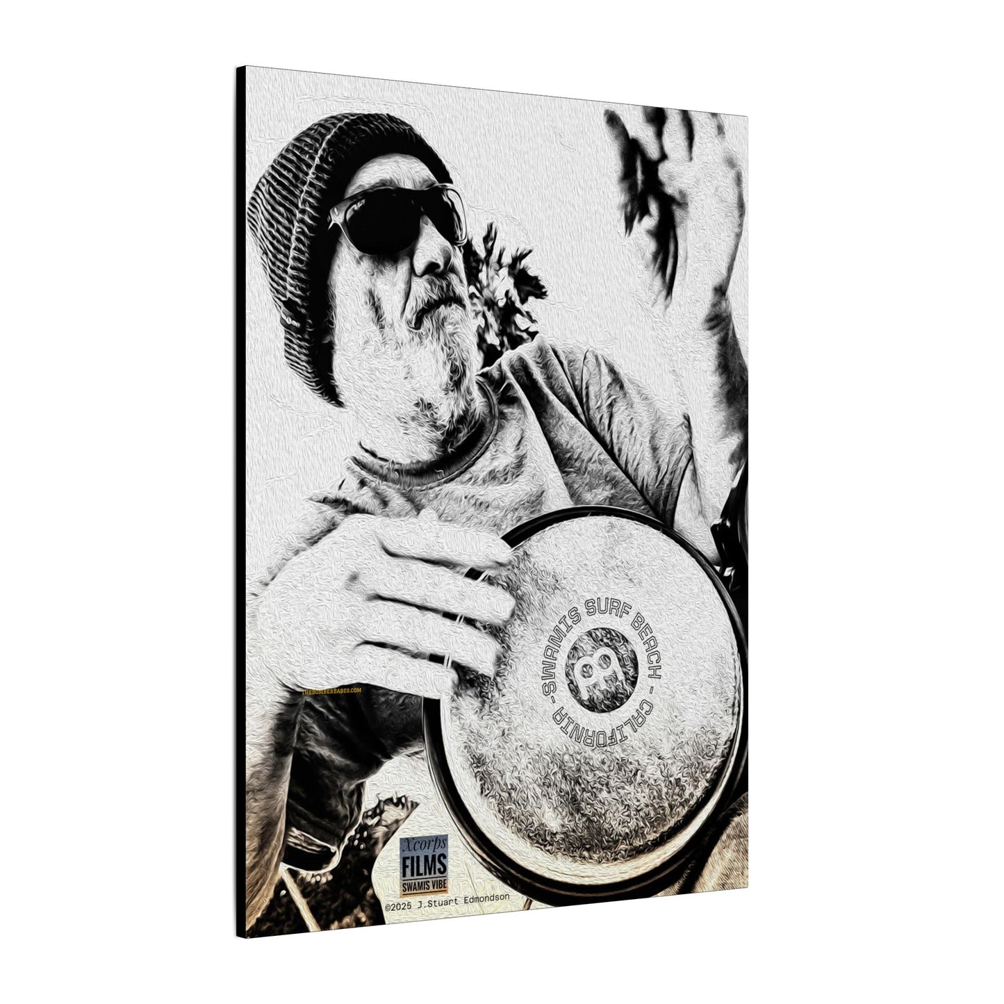 Swamis Vibe Encinitas California JSE Designs #124. Drum Beat Canvas Boxed Photo Prints- San Diego, California Surfing Beach Design, Drummer, Musician
