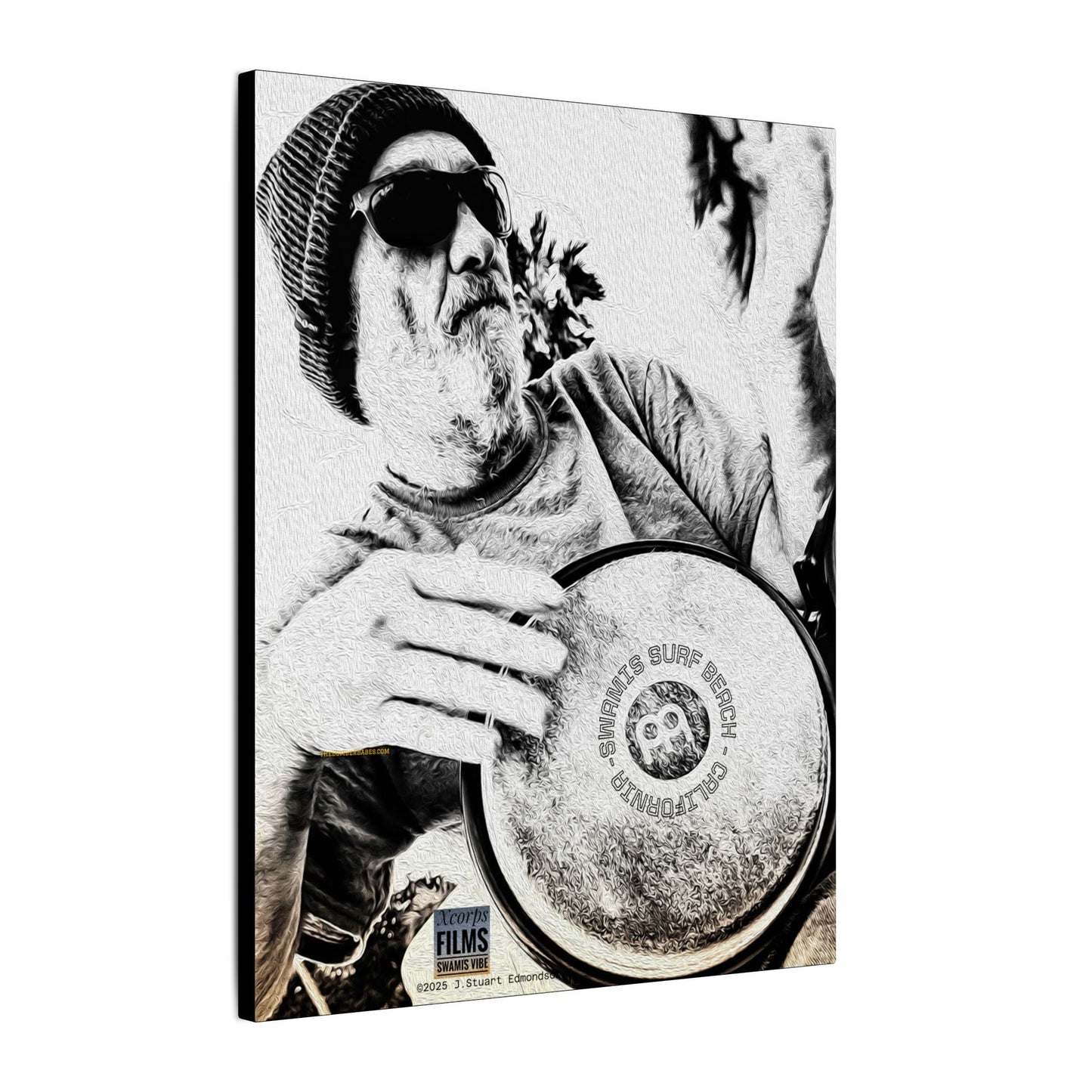 Swamis Vibe Encinitas California JSE Designs #124. Drum Beat Canvas Boxed Photo Prints- San Diego, California Surfing Beach Design, Drummer, Musician