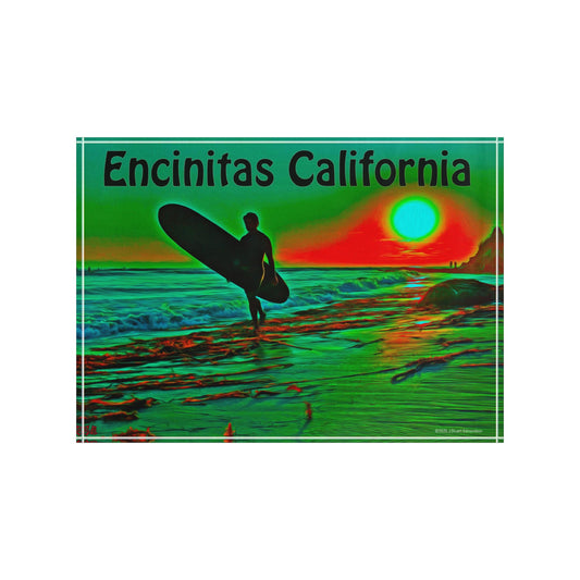 Swamis Vibe Surf and Sunsets Swamis Green Day Surfer 3D Photo Block Colorful Surfing Photo Block, Coastal Home Décor, Beach Lover Gift, Art for Surfers, Encinitas, California Decor, Beach Vibes