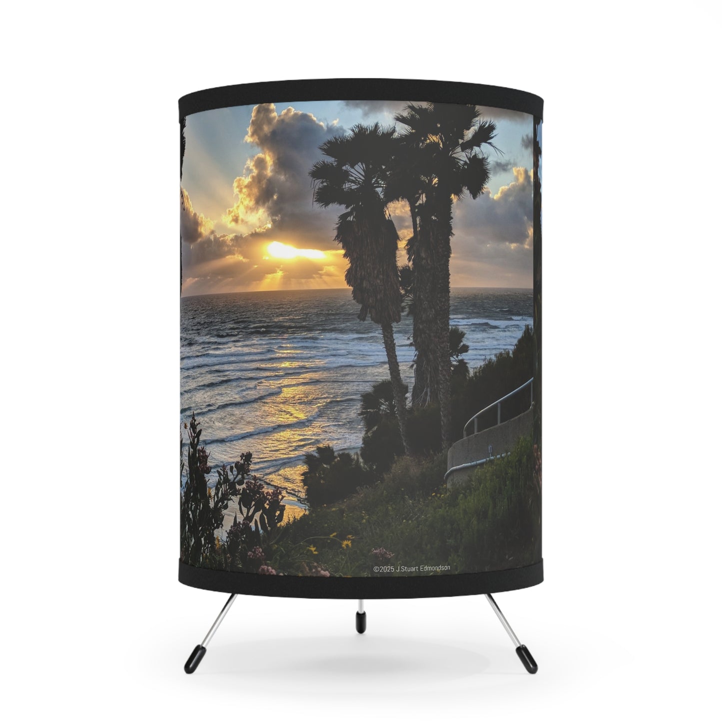 Swamis Reef Surf Park Encinitas California -  Hi Rez Sunset Storm Desk Lamp.