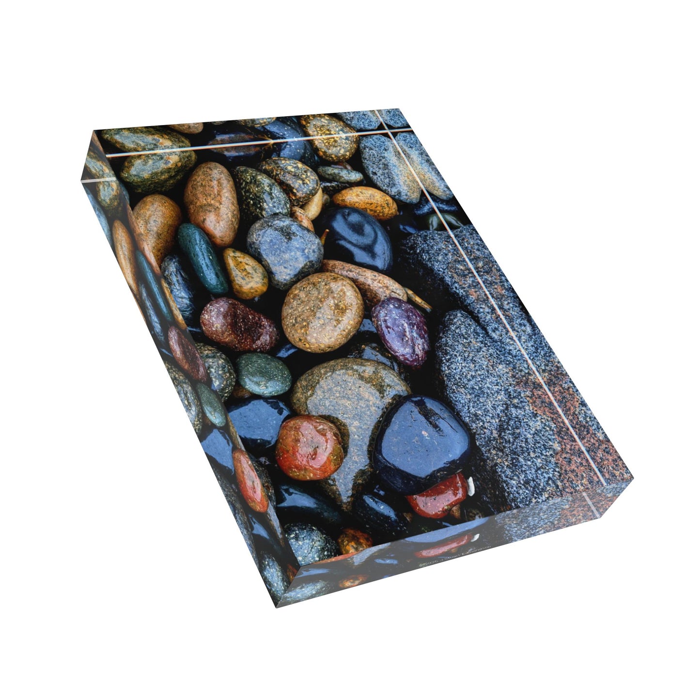 Swamis Vibe Surf and Sunsets 3D Photo Blocks - Ocean River Rocks #1127 Decorative Photo Block, Nature-Inspired Home Décor, Gift for Nature Lovers, Unique Wall Art