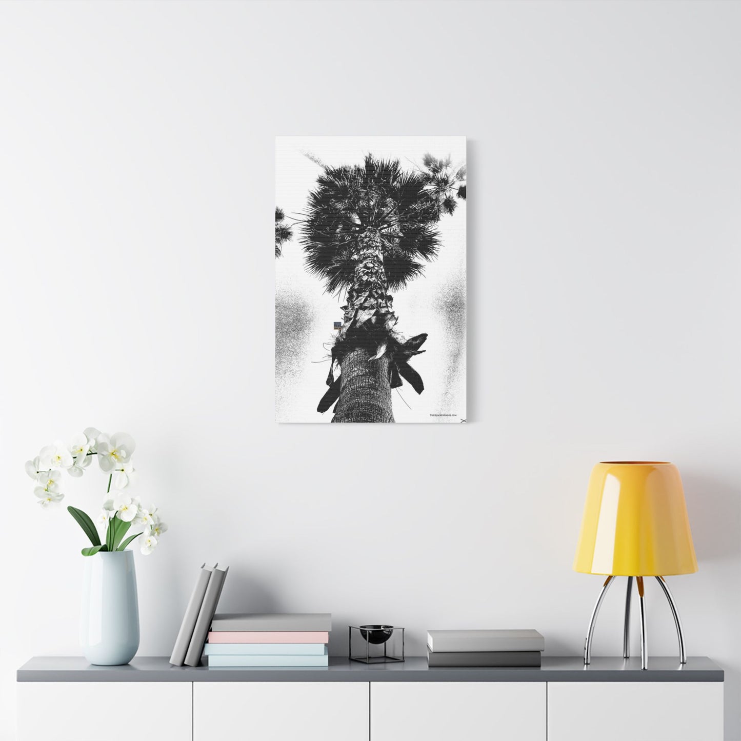 Swamis Vibe Encinitas California JSE Photograph #105 Palm Tree Black and White Palm Tree Canvas Wall Art, Tropical Decor, Botanical Artwork, Modern Home Aesthetic, Gift for Nature Lovers