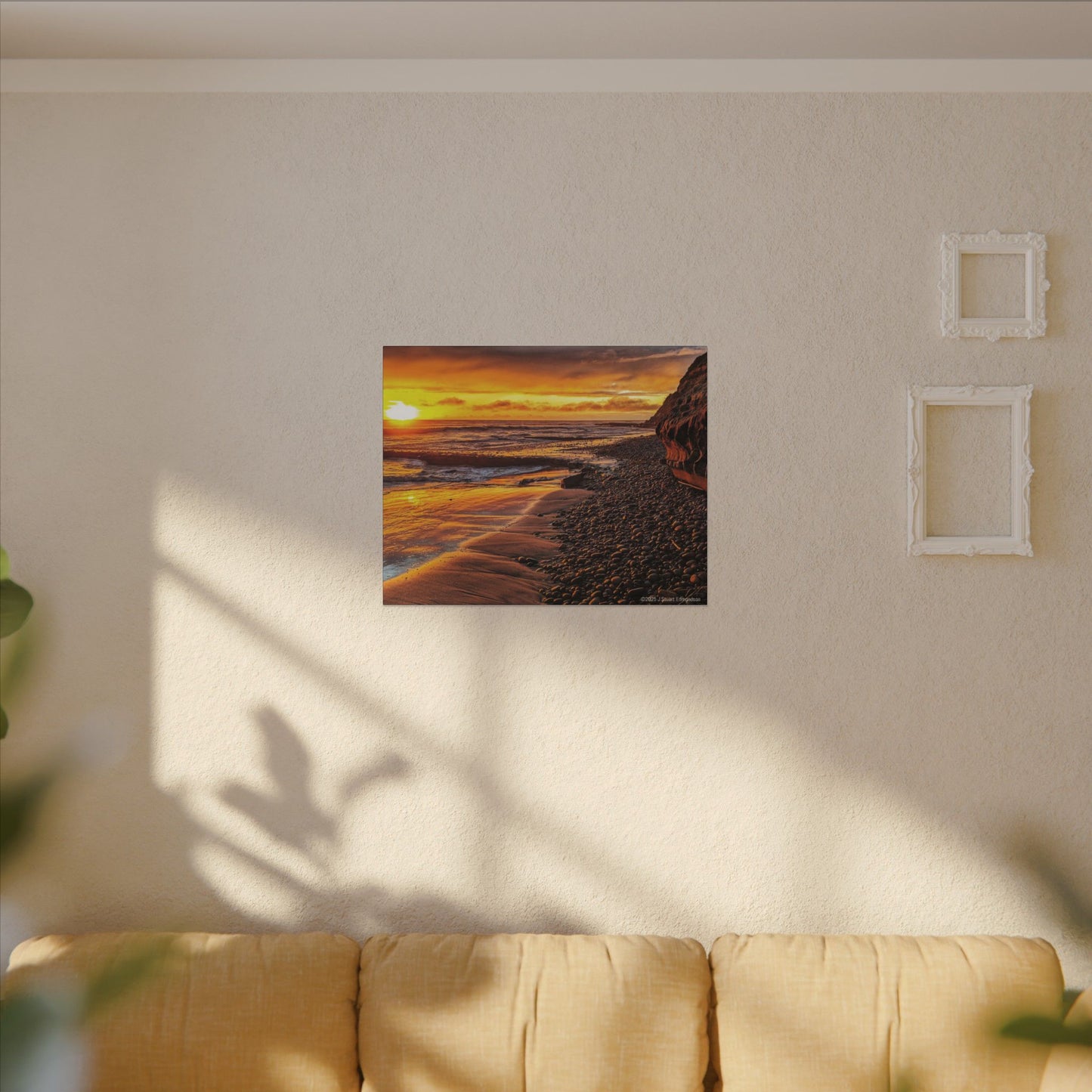 Swamis Vibe Encinitas California JSE Photograph #308 Swamis Reef Sunset Beach Canvas Art, Stretched Wall Decor, Coastal Home Decor, Ocean Sunset Artwork, Beach Lover Gift