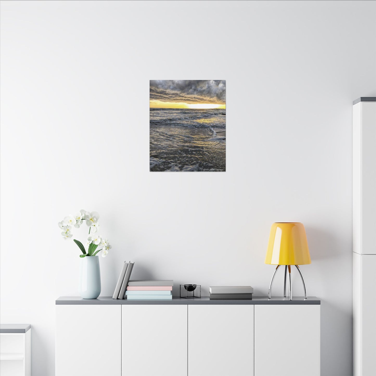 Swamis Vibe Encinitas California JSE Photograph #407 Sunset Stormy Stretched Canvas Art, Beach Sunset Wall Decor, Coastal Home Decor, Seascape Print, Gift for Ocean Lovers