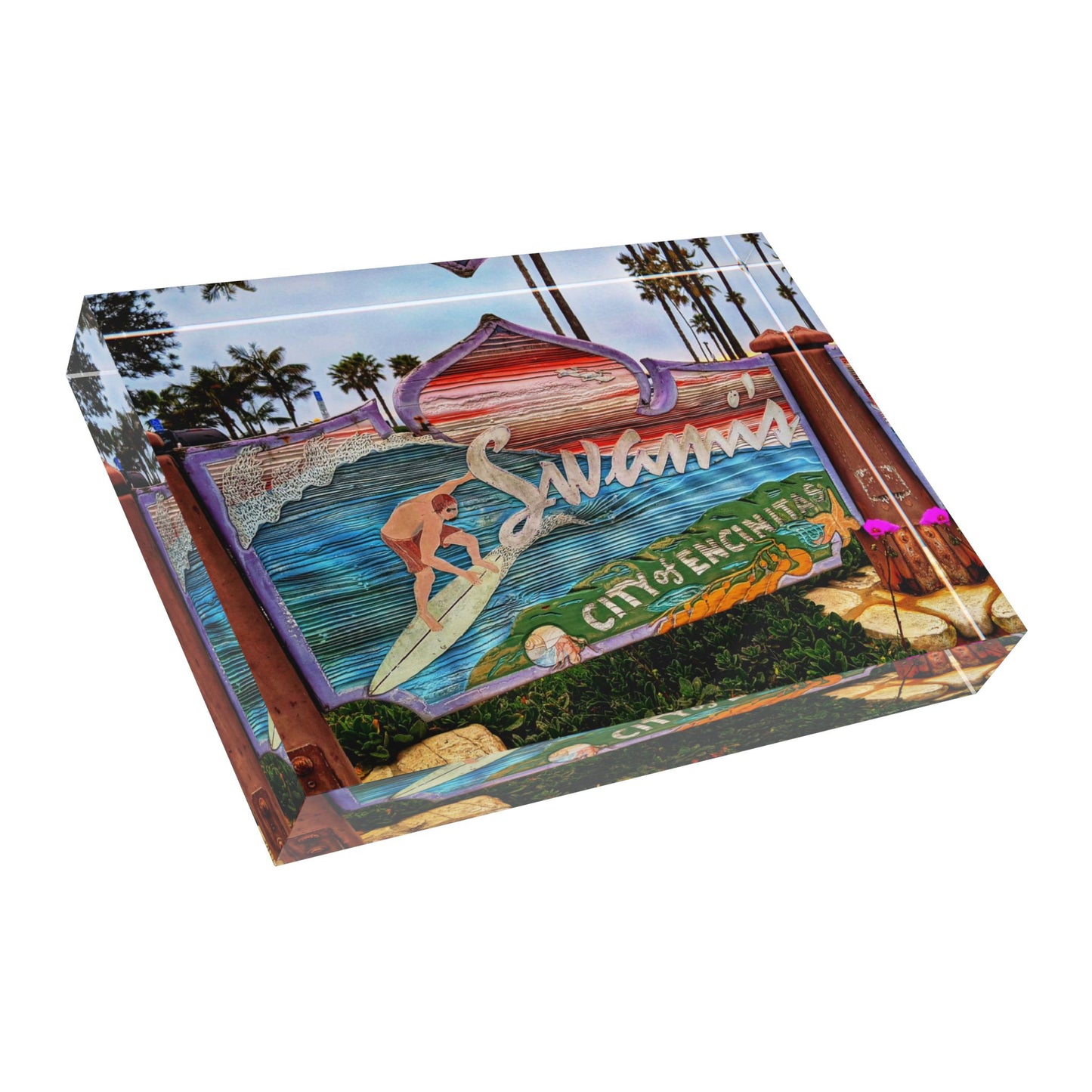 Swamis Vibe Surf and Sunsets 3D Photo Blocks - Swamis Park Sign #1201 Surfing Photo Block Decor - Coastal Home Decor, Beach Gift, Custom Wall Art, Ocean Theme