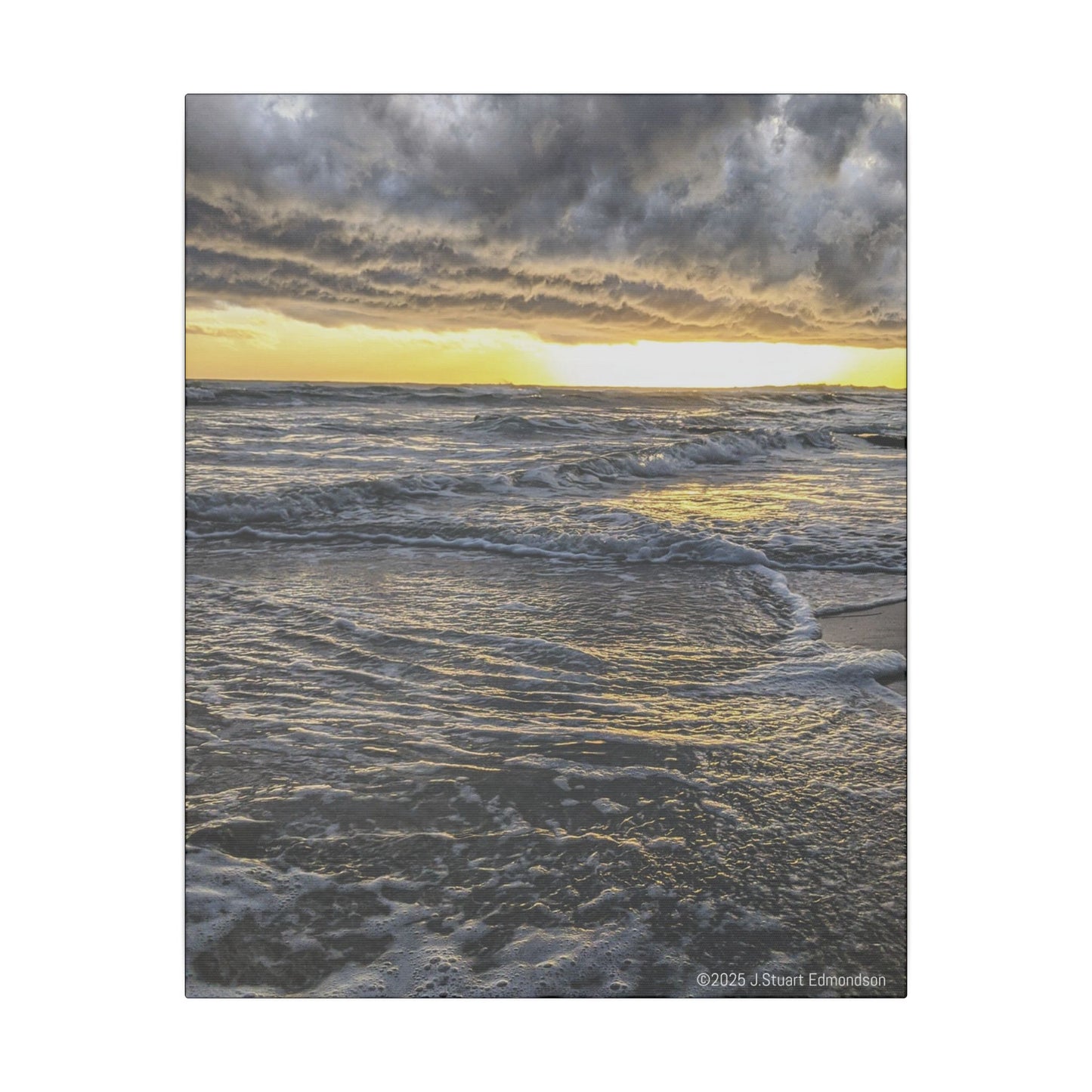 Swamis Vibe Encinitas California JSE Photograph #407 Sunset Stormy Stretched Canvas Art, Beach Sunset Wall Decor, Coastal Home Decor, Seascape Print, Gift for Ocean Lovers