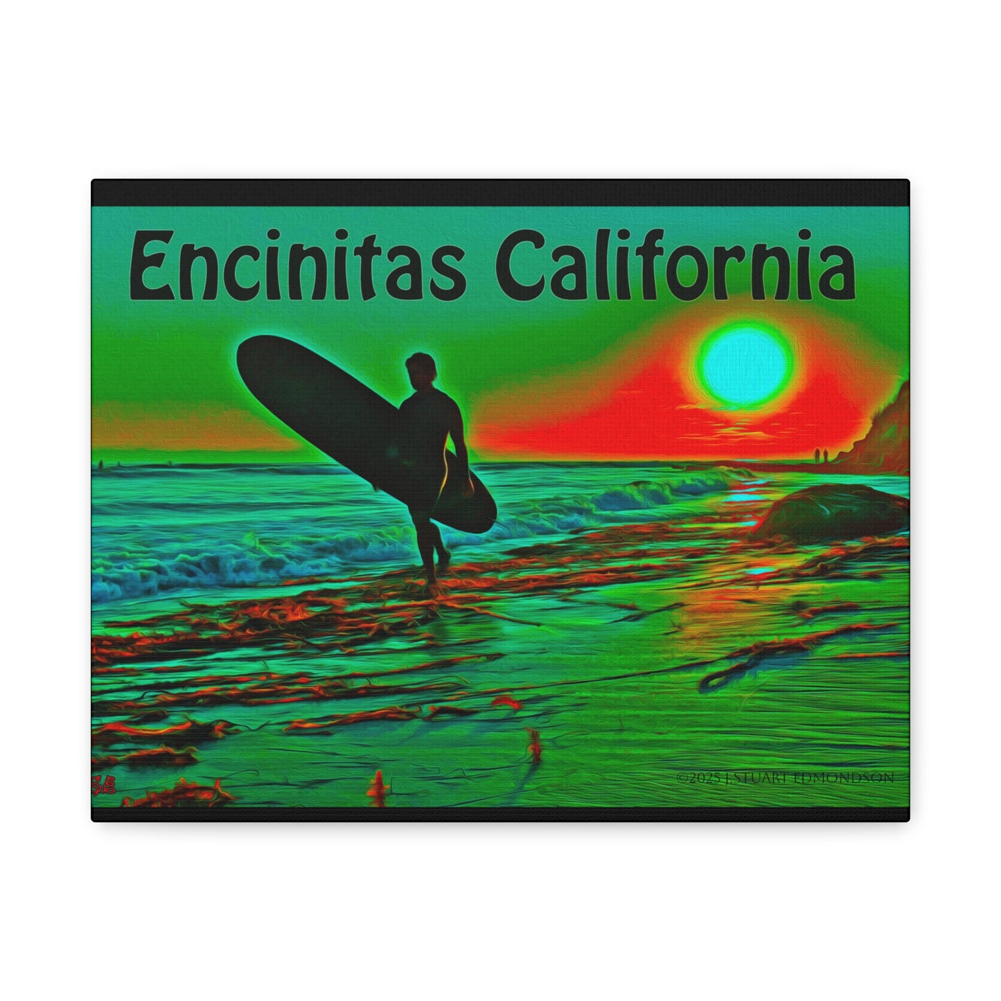 Encinitas California Surf Canvas Art | Coastal Wall Decor, Beach House Gift, Seaside Home Decor, California Art, Surfer Print