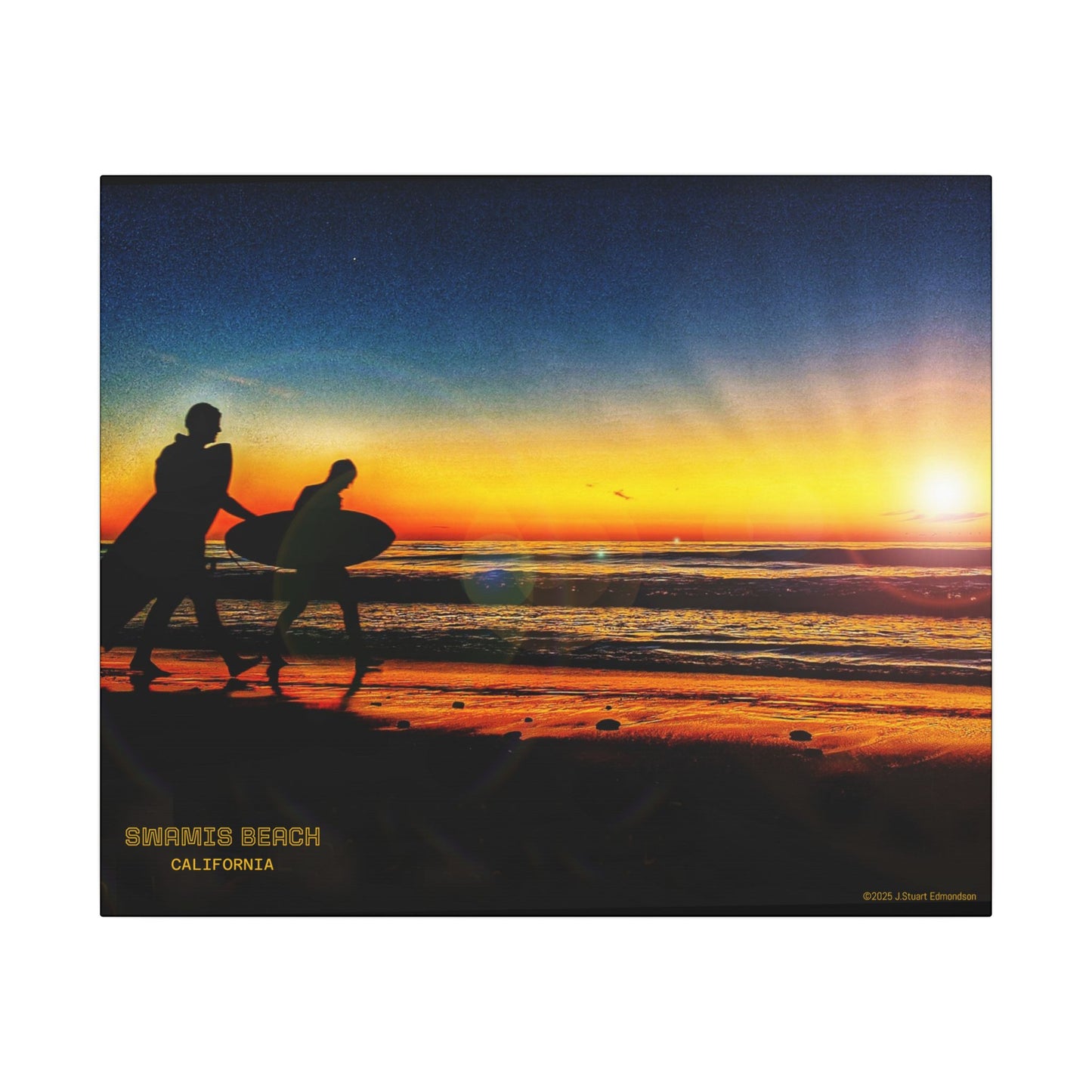 Swamis Vibe Encinitas California JSE Photograph #115 Spirited Swamis Surfers Sunset Sunset Surfing Matte Canvas Print, Surfer Wall Art, Beach Home Decor, Gift for Surf Lovers, Coastal Living, Ocean Art