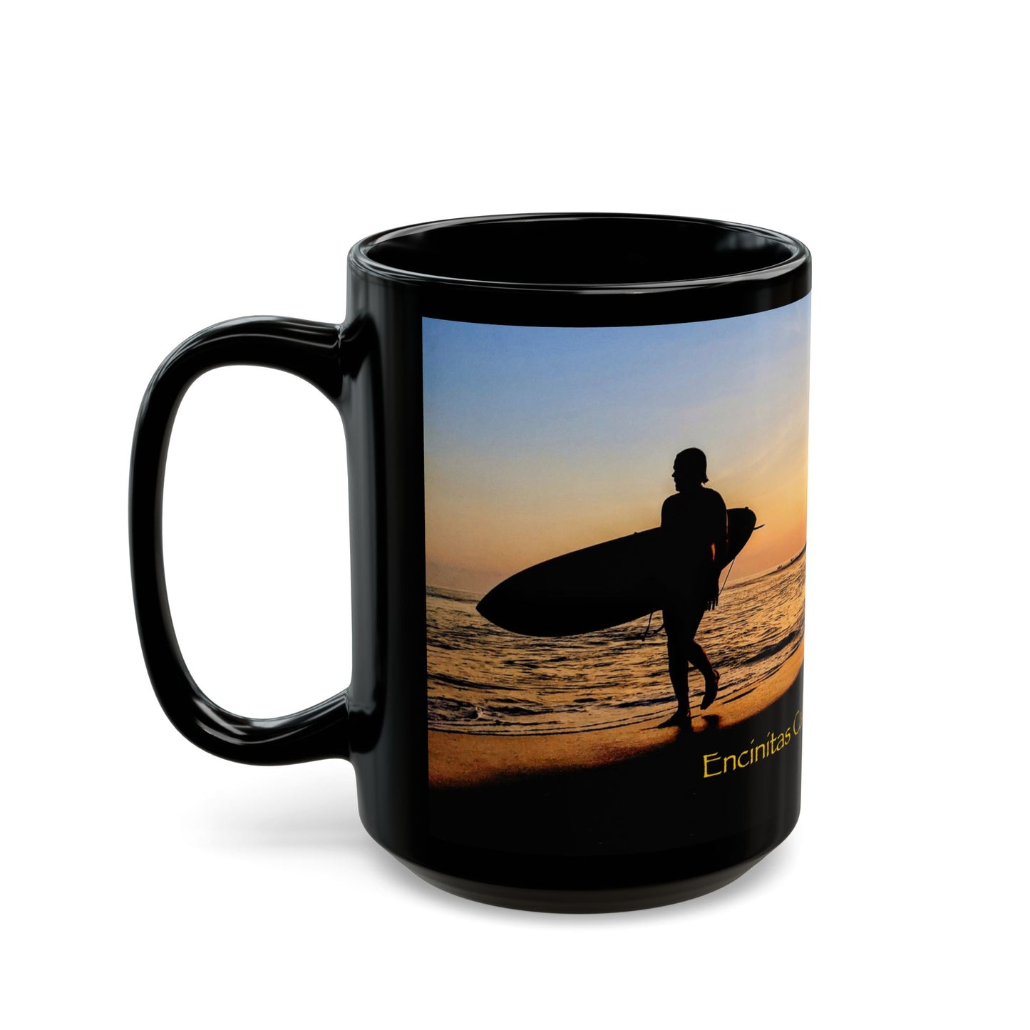 Swamis Vibe Encinitas California JSE Designs #3 Swamis Surfer Ceramic Mug Sunset Beach Vibes Mug, Surfing Gift, Coffee Cup, Ocean Lover, Encinitas California Mug, Beach Decor, Gift for Him/Her