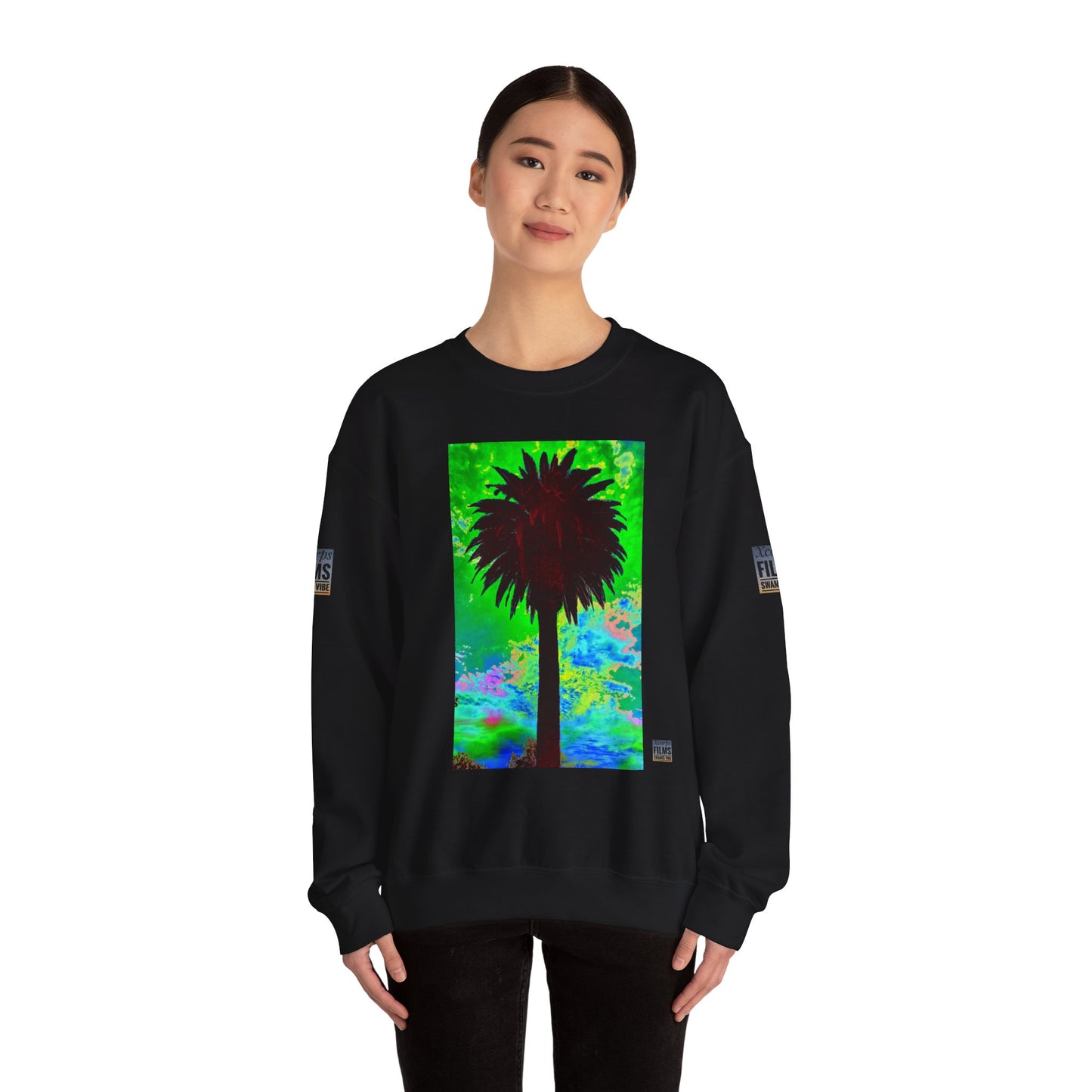Palm Tree Surf Crewneck Sweatshirt - California Surfing Sunset JSE Surf Photo Designs #12525