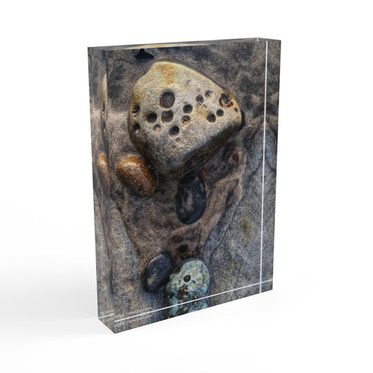 Swamis Vibe Surf and Sunsets 3D Photo Blocks - Swamis Beach Rocks #1253 Nature-Inspired Abstract Photo Block for Home Decor, Stylish Wall Art, Gift for Nature Lovers, Botanical Decor, Unique Home Accents