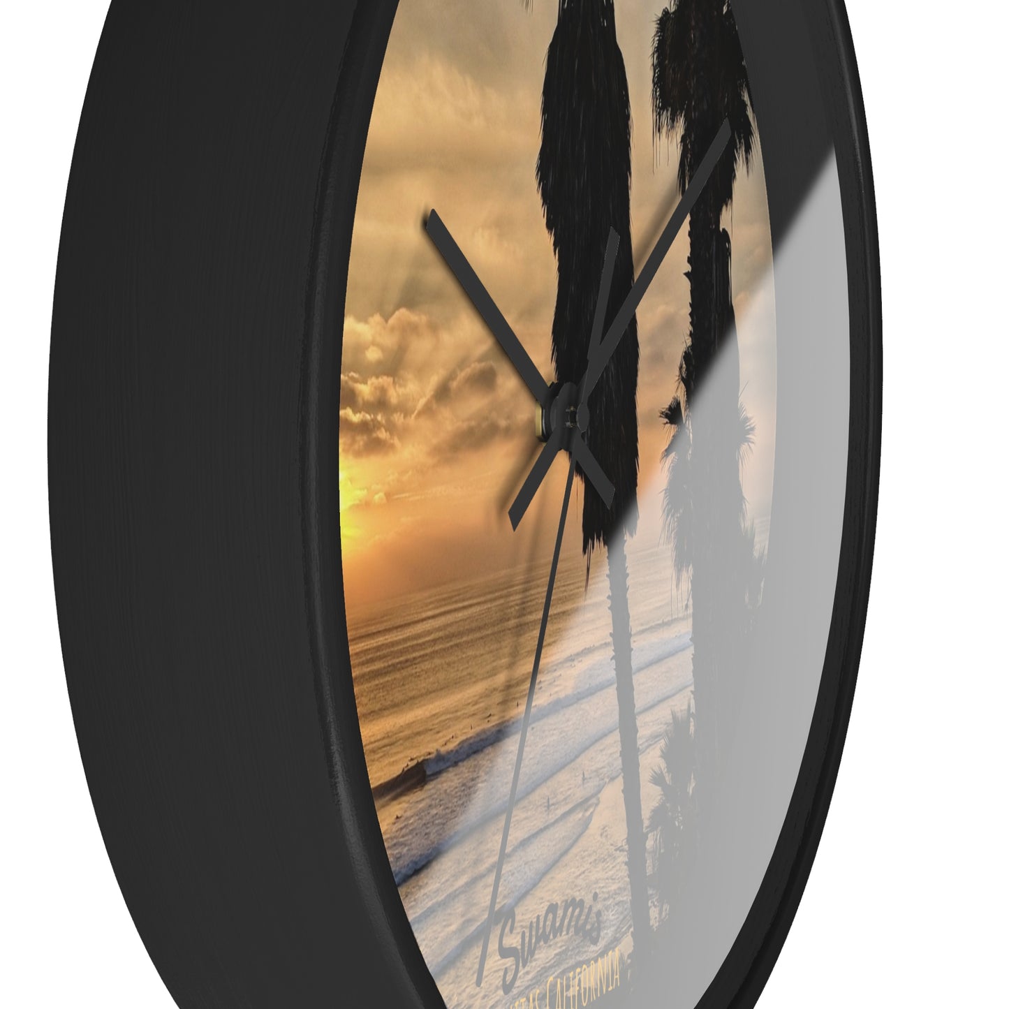 Swamis Vibe Encinitas California JSE Designs Swamis Surfing Sunset Wall Clock #2. Palm Trees Wall Clock, Coastal Decor, Home Wall Art, Beach Vibes, Unique Gift for Beach Lovers