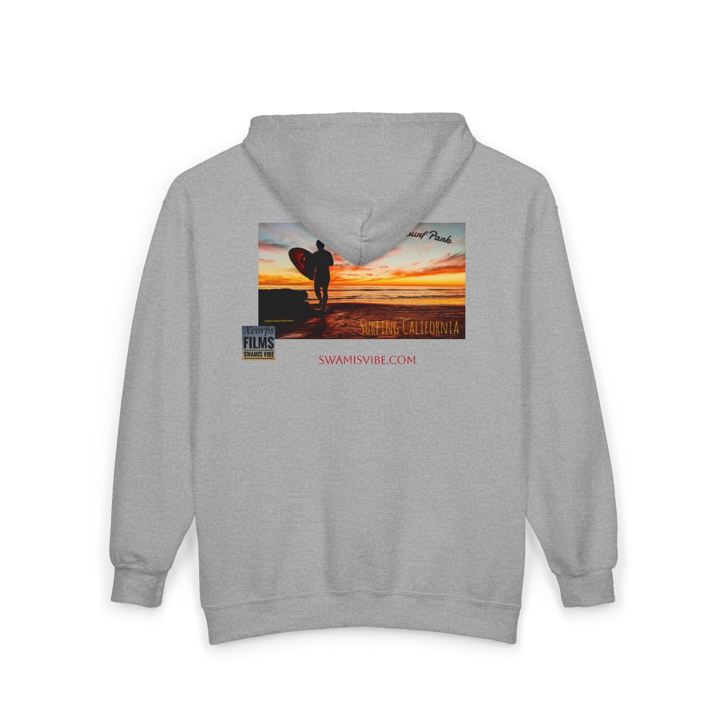 Swamis Vibe Encinitas California JSE Designs custom Hoodie #2 Swamis Beach Vibe California Unisex Full Zip Hoodie with Serene Sky Design, Cozy Sweatshirt, Perfect for Relaxing, Gifting, Everyday Wear, Best for Autumn and Winter