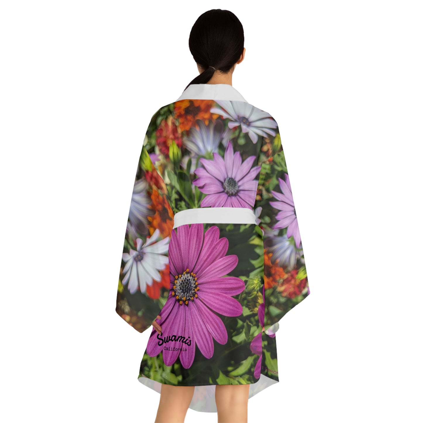 Swamis Vibe JSE Cali Designs  Swami's Surf Park Photo Collection #117 Purple Daisy Kimono Robe Floral Print Long Sleeve Kimono Robe, Cozy Lounge Wear, Perfect for Gifting, Spa Days, Spring Fashion, Relaxation, Boho Chic