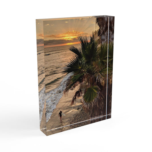 Swamis Vibe Surf and Sunsets Gallery Swamis Surfer Sunset #238 Sunset Photo Block Decor, Beach Print Display, Home Decor, Gift for Nature Lovers, Photo Frame, Tropical Vibes