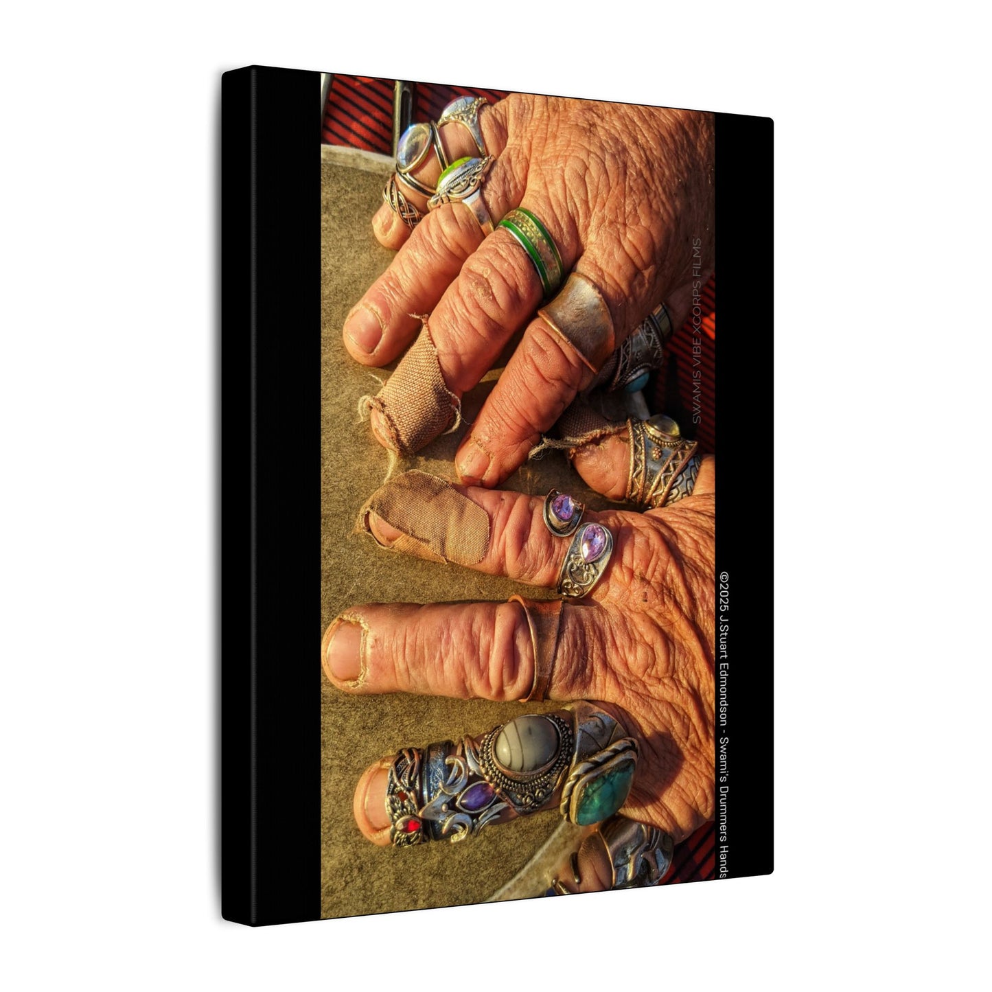 Swamis Vibe Encinitas California JSE Photograph #1253 Swamis Drummer Hands Artistic Canvas Wall Art, Bohemian Home Decor, Unique Gift for Art Lovers, Vibrant Pop Culture Design, Studio Display