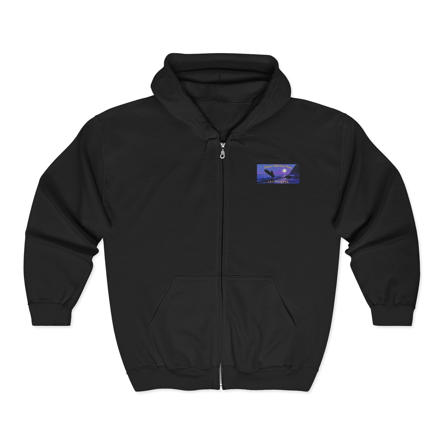 Swamis Vibe Encinitas California JSE Designs custom Hoodie #2 Swamis Beach Vibe California Unisex Full Zip Hoodie with Serene Sky Design, Cozy Sweatshirt, Perfect for Relaxing, Gifting, Everyday Wear, Best for Autumn and Winter