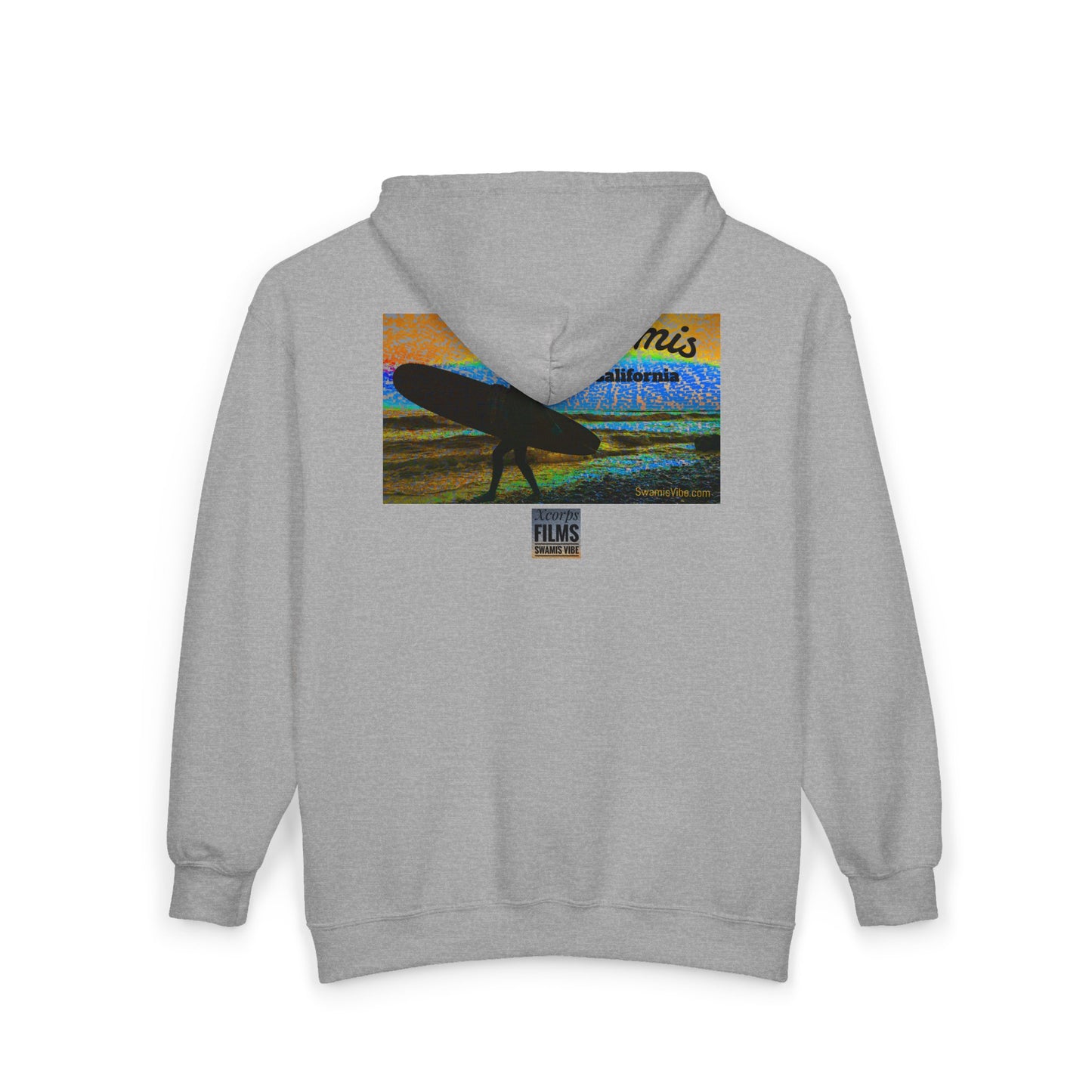 Swamis Vibe Encinitas California JSE Designs custom Hoodie #4. Swamis Beach Surf Vibe California Stylish Zip-Up Hooded Sweatshirt, Cozy Casual Wear, Perfect Gift for Friends, Unique Art Design, Great for Every Season
