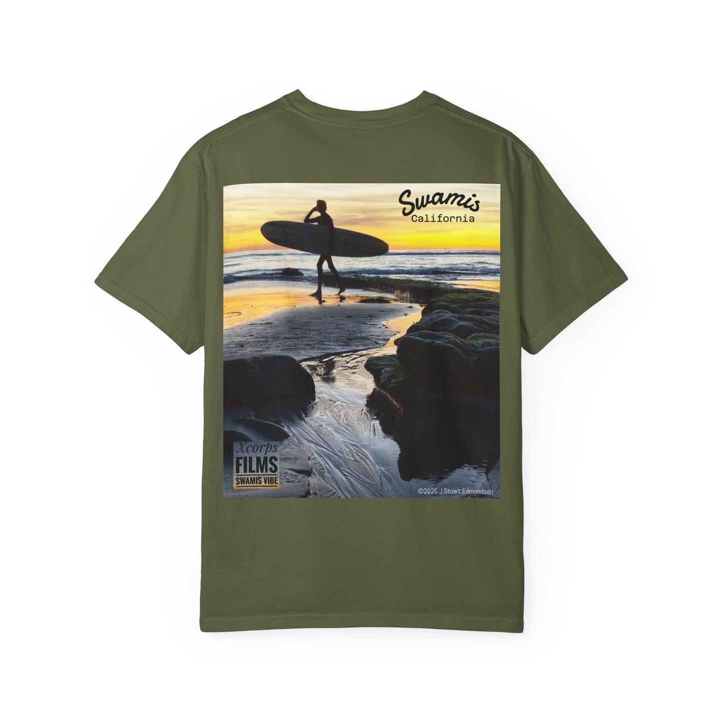 Swamis Vibe JSE Designs unisex garment-dyed t-shirt #151 Swamis Surf Park California Surfing T-Shirt, Beach Vibes Tee, Garment-Dyed Apparel, Unisex Summer Shirt, Gift for Surfers