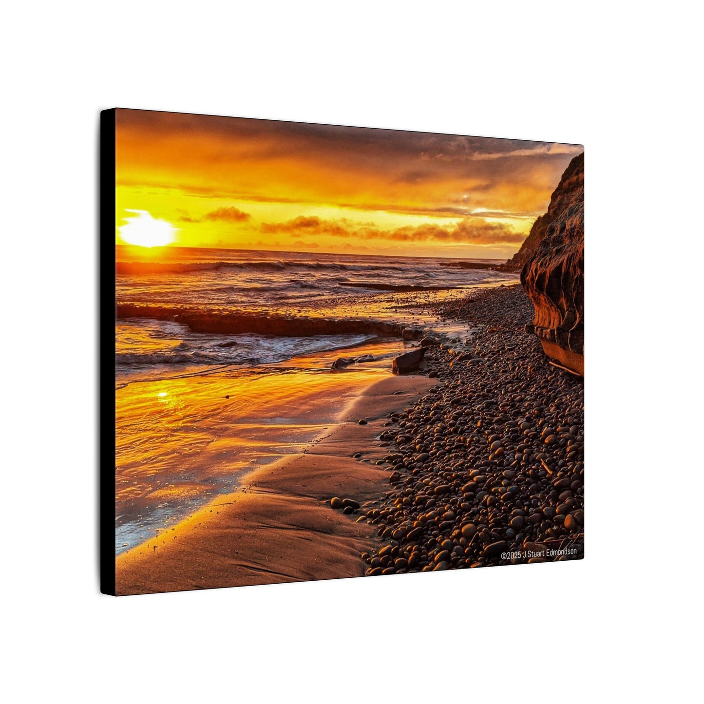 Swamis Vibe Encinitas California JSE Photograph #308 Swamis Reef Sunset Beach Canvas Art, Stretched Wall Decor, Coastal Home Decor, Ocean Sunset Artwork, Beach Lover Gift