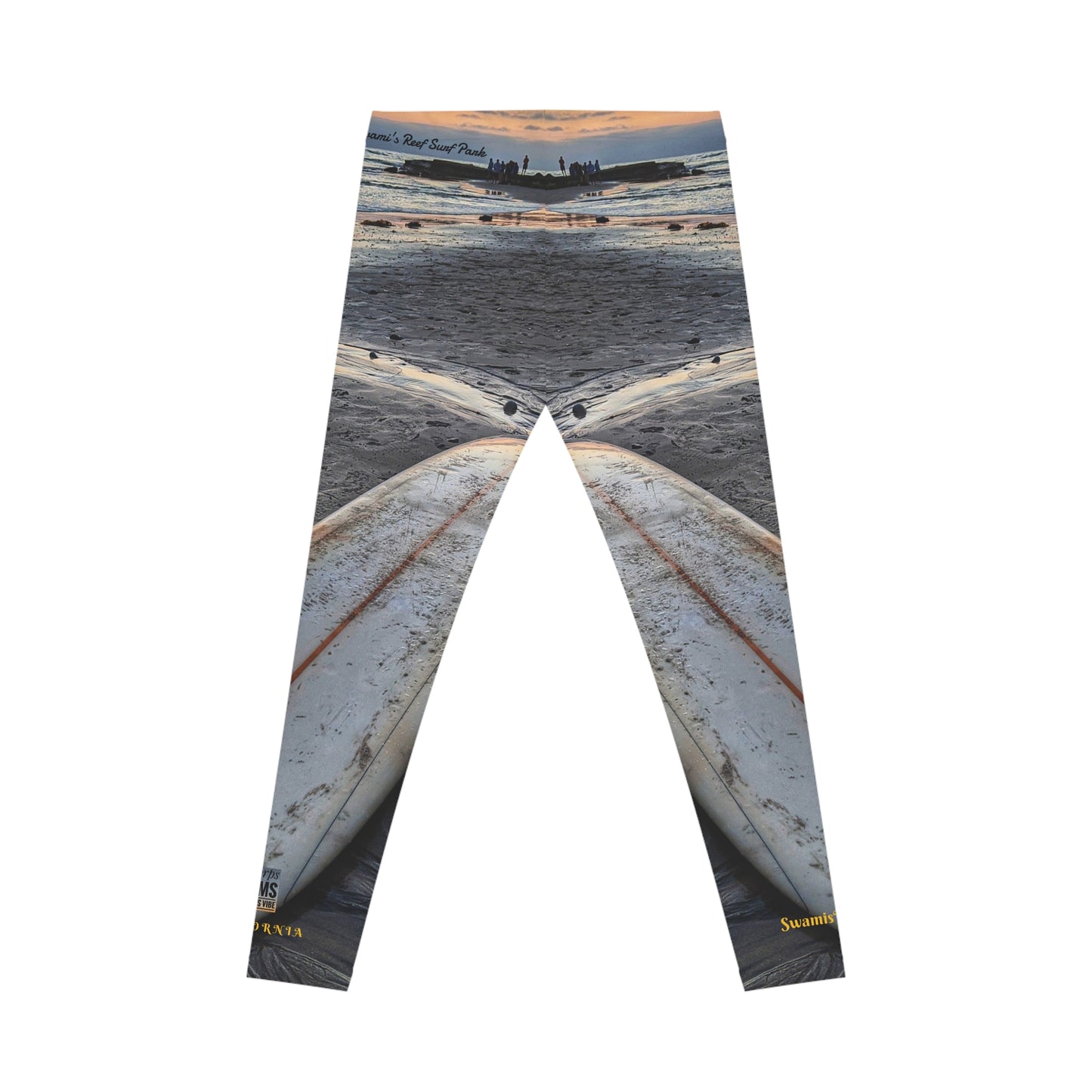 Swamis Vibe Encinitas California JSE Designs Surfer Sunset Leggings #4. Stylish Women's Casual Leggings, Trendy Everyday Wear, Comfortable Active Leggings, Unique Printed Leggings, Gift for Her