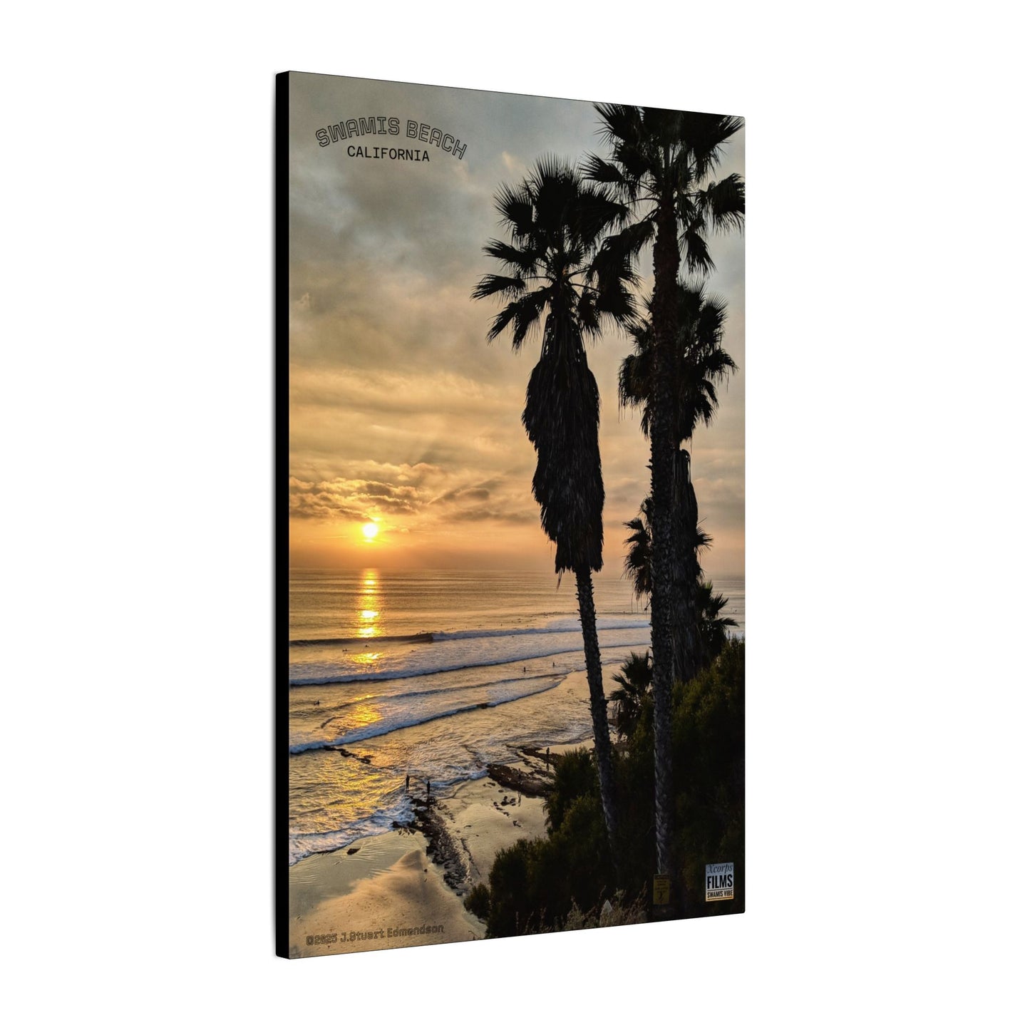 Swamis Vibe Encinitas California JSE Photograph #259 Swamis Winter Sunset Canvas Wall Art, Coastal Home Decor, Beach Vibes, Room Aesthetic, California Sunset, Gift for Ocean Lovers