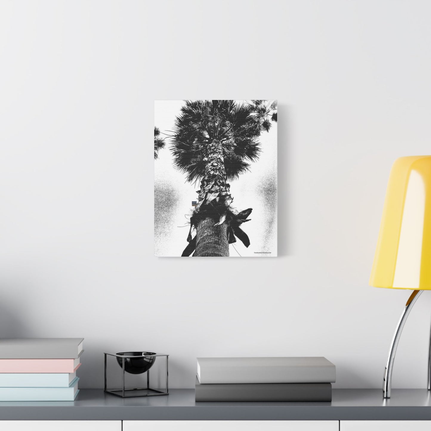 Swamis Vibe Encinitas California JSE Photograph #105 Palm Tree Black and White Palm Tree Canvas Wall Art, Tropical Decor, Botanical Artwork, Modern Home Aesthetic, Gift for Nature Lovers