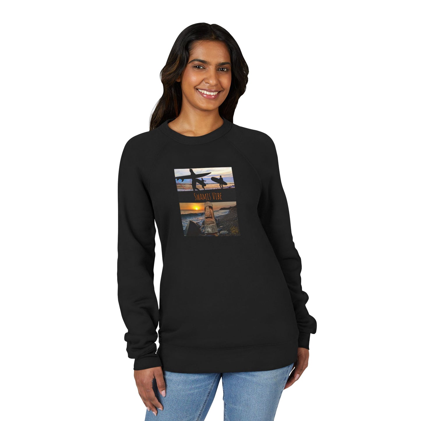 Swamis Vibe Raglan Unisex Sweatshirt — Encinitas Surf Sunset Crew