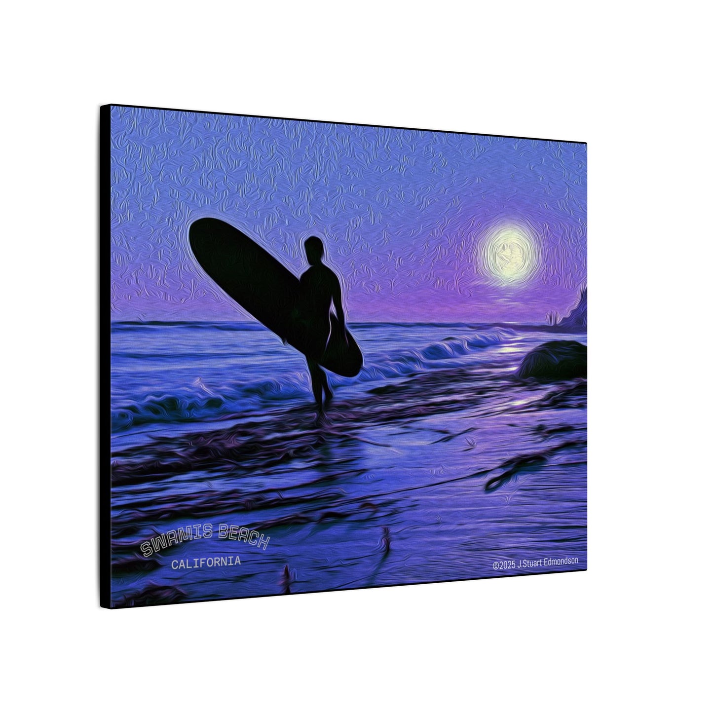 Swamis Vibe Encinitas California JSE Photograph #140 Purple Sunset Surfer Ocean Sunset Surfing Canvas, Beach Wall Art, Surf Decor, Coastal Home Decor, Beach House Wall Art, Perfect Gift for Surf Lovers