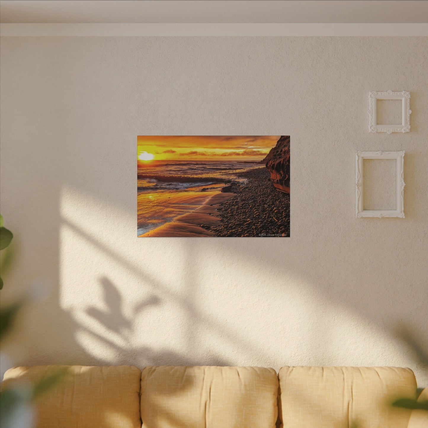 Swamis Vibe Encinitas California JSE Photograph #308 Swamis Reef Sunset Beach Canvas Art, Stretched Wall Decor, Coastal Home Decor, Ocean Sunset Artwork, Beach Lover Gift