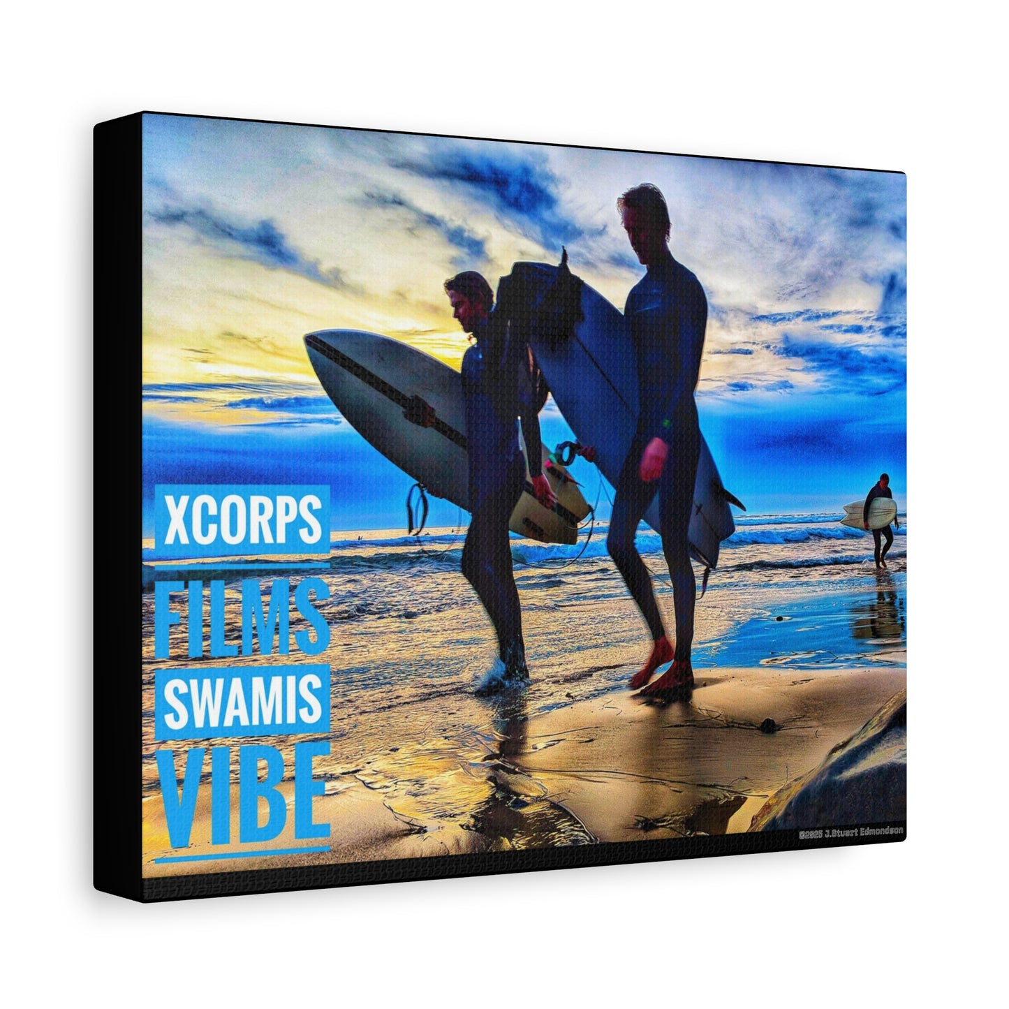 Swamis Vibe Encinitas California JSE Photograph #341 Blue Sunset Surfers Surfing Vibe Canvas Art, Beach Decor, Coastal Wall Art, Surfer Home Decor, Ocean Inspired Art, Summer Aesthetic