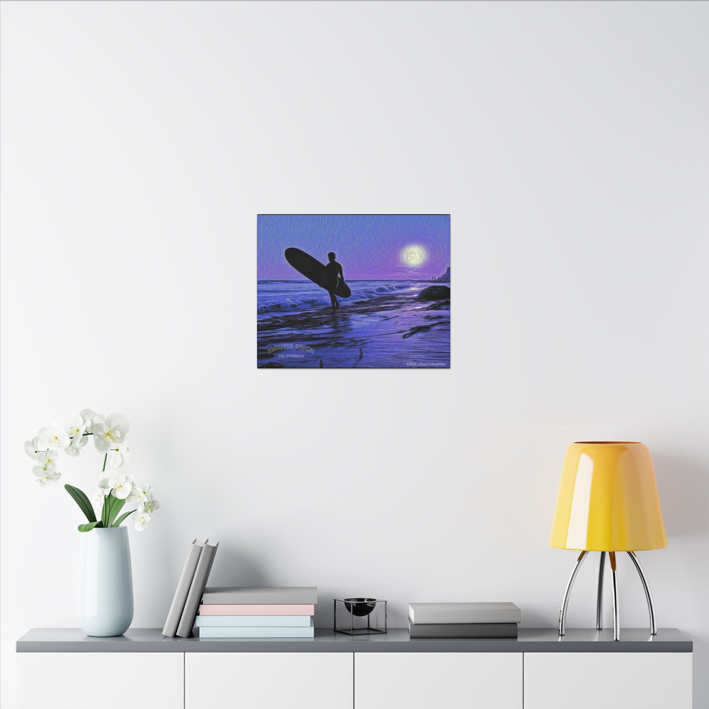 Swamis Vibe Encinitas California JSE Photograph #140 Purple Sunset Surfer Ocean Sunset Surfing Canvas, Beach Wall Art, Surf Decor, Coastal Home Decor, Beach House Wall Art, Perfect Gift for Surf Lovers