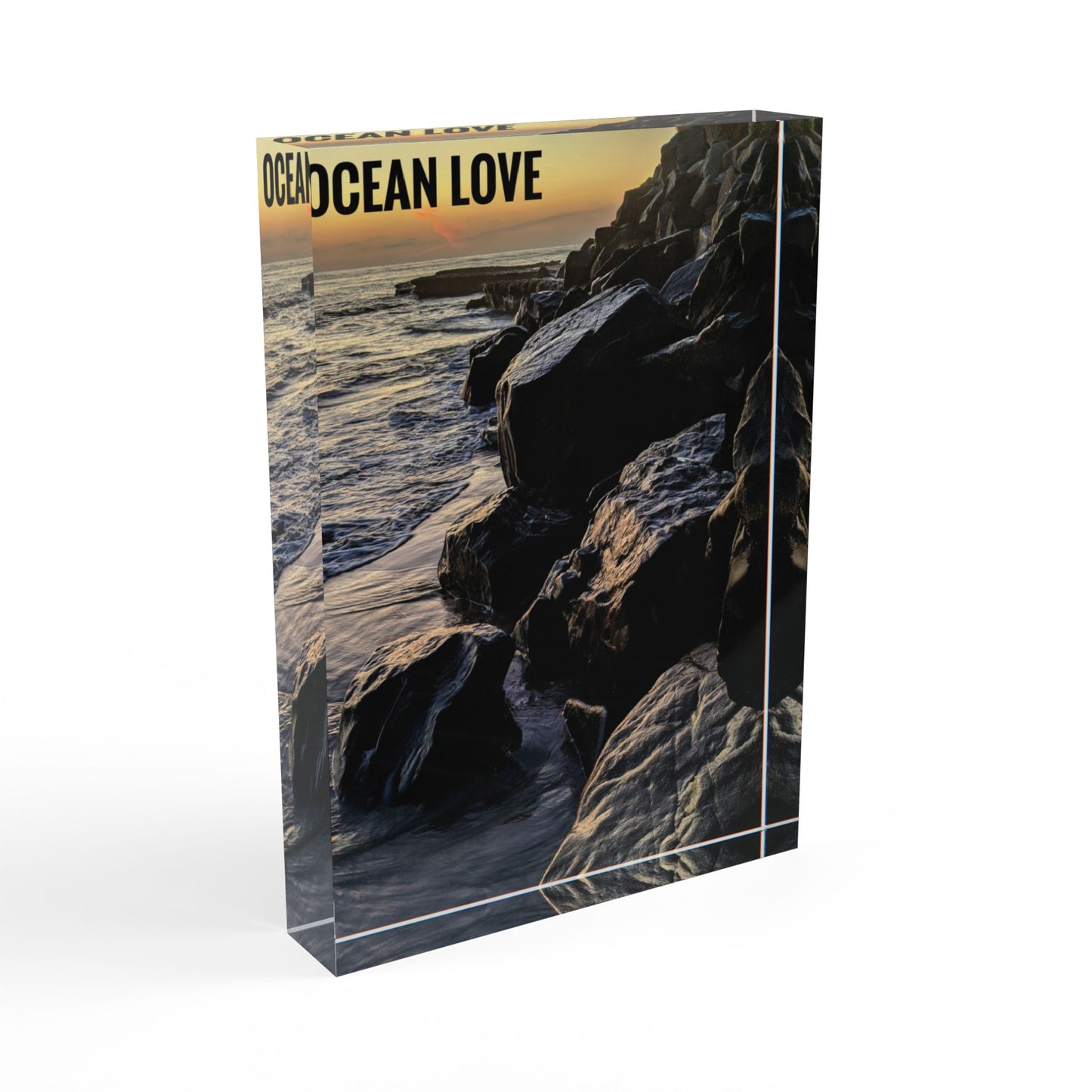 The Swamis Vibe Surf and Sunsets Photo Series Melted Rocks #1. Ocean Love - Photo Block, Decorative Home Decor, Ocean Theme Art, Gift for Beach Lovers, Coastal Wall Art, Unique Nautical Present