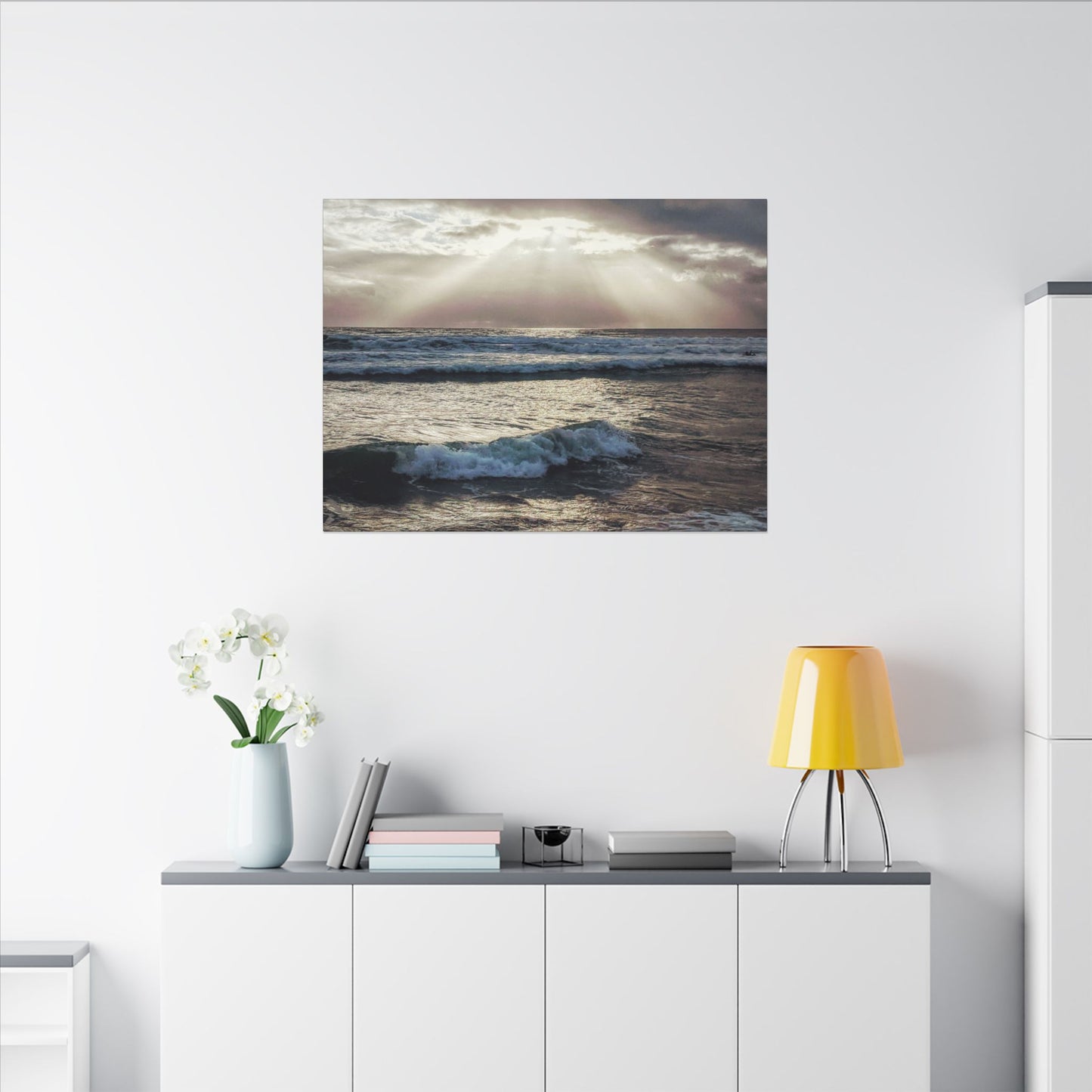 Swamis Vibe Encinitas California JSE Photograph #1256 Swamis Sun Rays Canvas Wall Art, Ocean Sunset Decor, Coastal Home Decor, Beach Wall Art, Nautical Wall Art