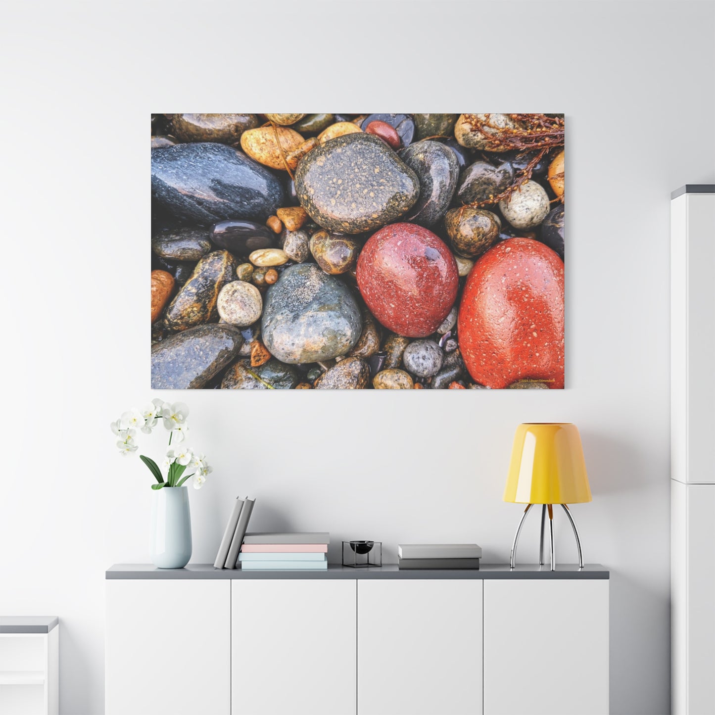 Swamis Vibe Encinitas California JSE Photograph - Beach Rocks Mix #426 Natural Stone Art Canvas, Home Decor, Wall Art, Gift for Nature Lovers, Rustic Aesthetic, Gallery Wrap Print