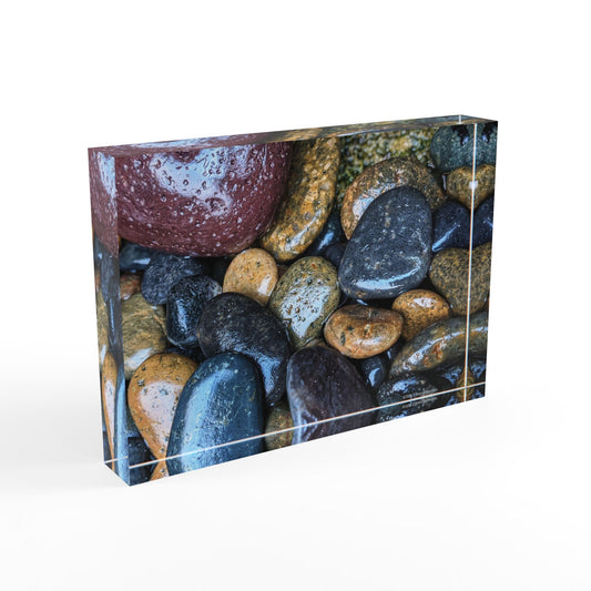 Swamis Vibe Surf and Sunsets 3D Photo Blocks Wet rocks #1110 Nature-Inspired Photo Block Display, Rustic Home Décor, Picture Frame for Special Moments, Unique Gift for Nature Lovers, Office Desk Decor