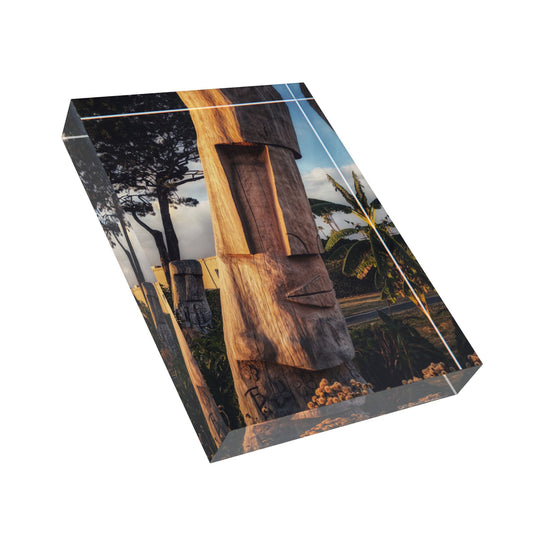 Swamis Vibe Surf and Sunsets Tiki Totem #2. Photo Block - Rustic Home Decor, Gift for Nature Lovers, Memory Display, Desk Accessory, Wall Art