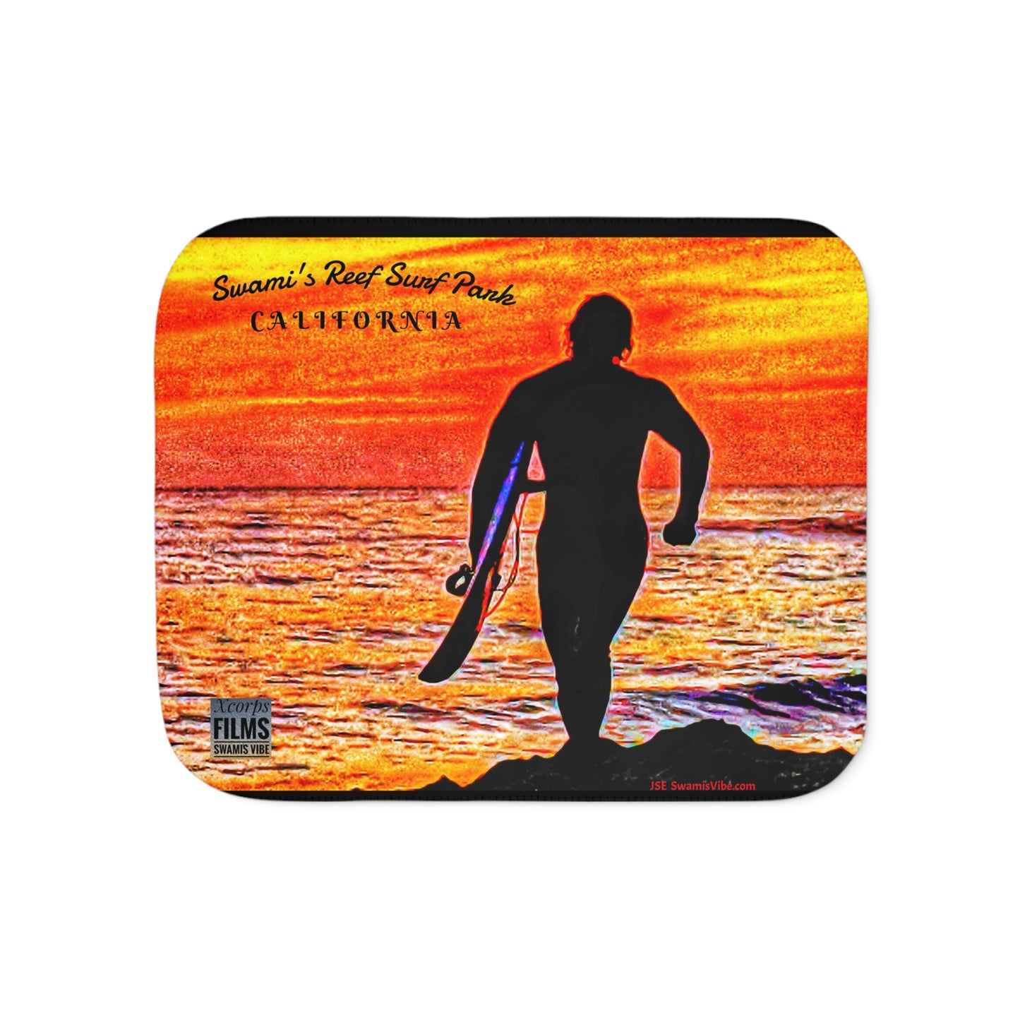 Swamis Vibe Film Encinitas California JSE Designs  Fire Sunset Sherpa Surfer Blanket #5.