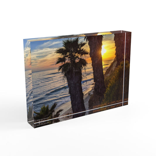 Swamis Vibe Surf and Sunsets 3D Photo Blocks Swamis Palm Tree Surfer Sunset #304 Sunset Photo Block, Coastal Decor, Beach Wall Art, Home Accent, Perfect Gift for Ocean Lovers