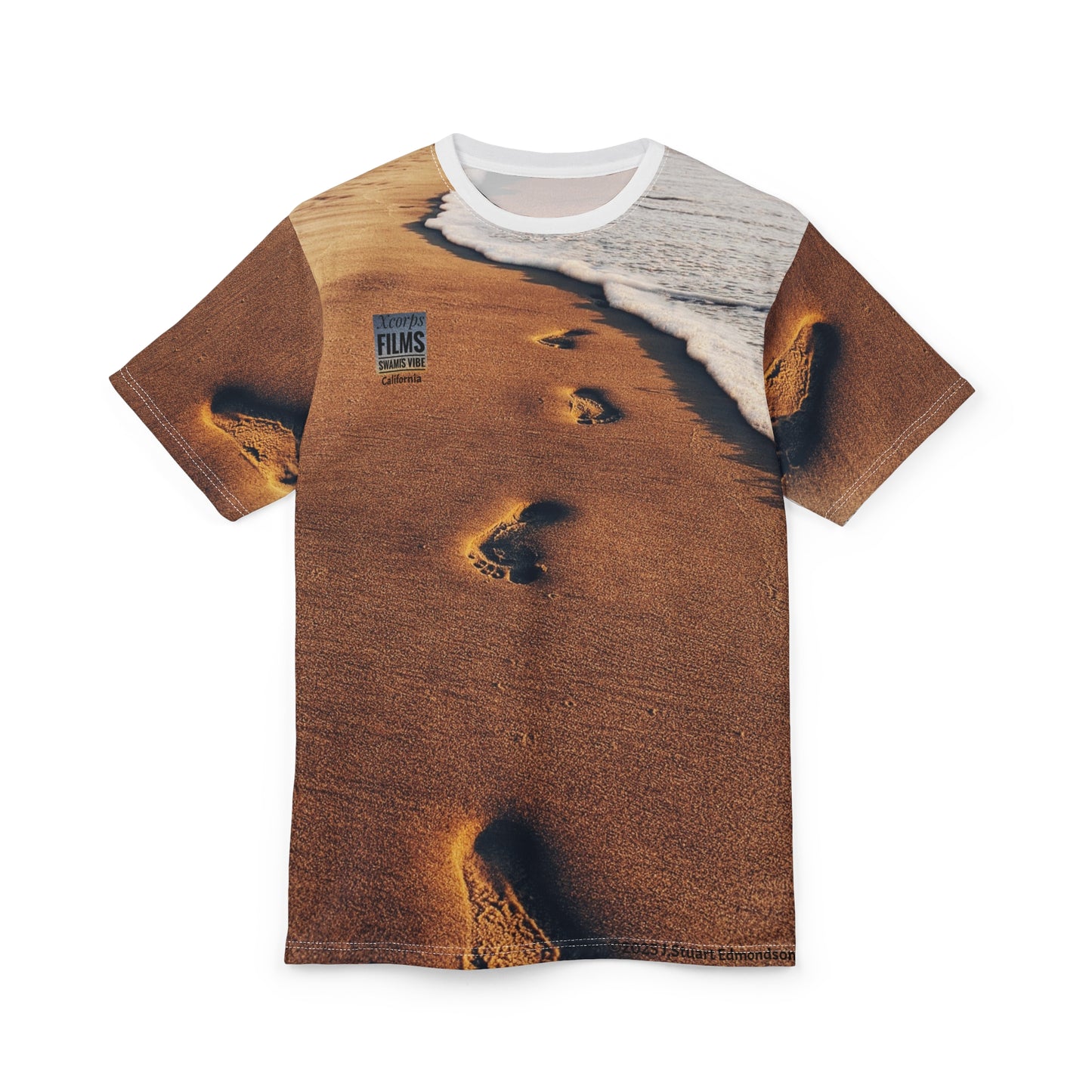 Swamis Vibe Encinitas California JSE Designs #1. 'Footography' Beach T Beach-Themed Unisex Cut & Sew Tee, Relaxed Summerwear, Vacation Top, Coastal Gifts, Ocean Lover Apparel, Sand and Sea Inspired