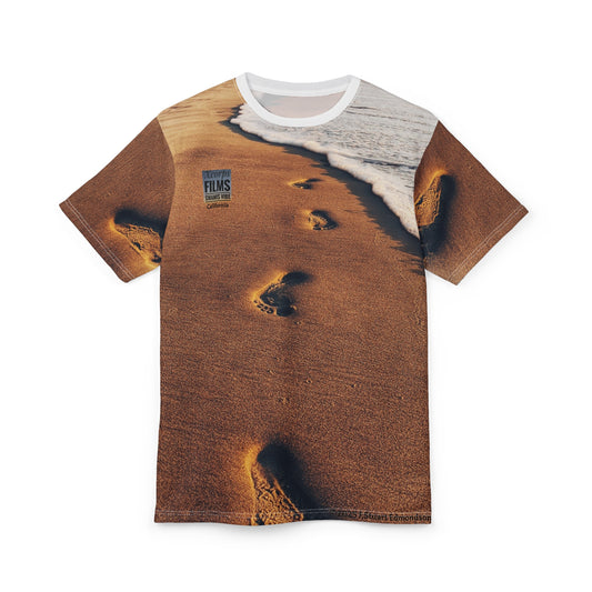 Swamis Vibe Encinitas California JSE Designs #1. 'Footography' Beach T Beach-Themed Unisex Cut & Sew Tee, Relaxed Summerwear, Vacation Top, Coastal Gifts, Ocean Lover Apparel, Sand and Sea Inspired