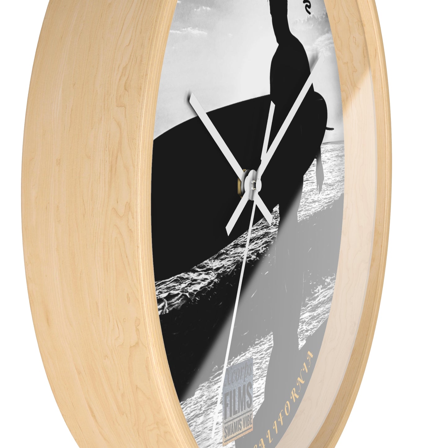 Swamis Vibe Encinitas California JSE Designs Swamis Surfer Silhouette Wall Clock #4. Surf-Inspired Wall Clock, Coastal Decor, Beach House Gift, Surfer's Home Accent, California Vibes, Unique Timepiece