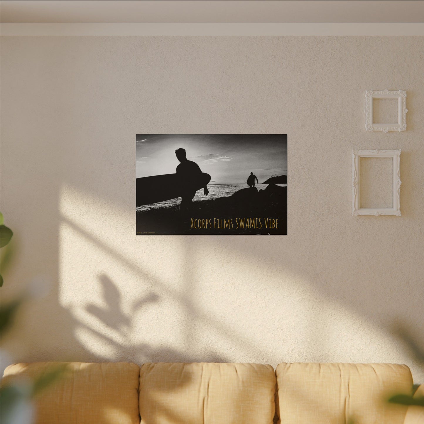 Swamis Vibe Encinitas California JSE Photograph #1029 Swamis Surfers Silhouettes Surfing Art Print, Black-and-White Canvas Wall Decor, Beach Vibe, Surf Culture Home Decoration, Gift for Surfers, Beach Lovers