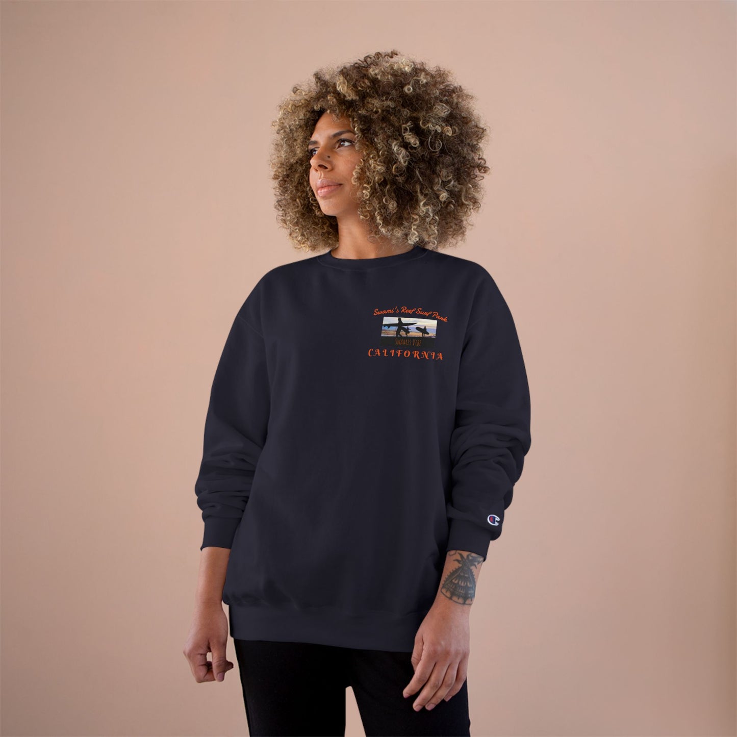 Swamis Vibe Encinitas California JSE Designs #1. Custom Designed Swamis Surf Park Crewneck Unisex Sweatshirt