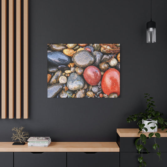 Swamis Vibe Encinitas California JSE Photograph - Beach Rocks Mix #426 Natural Stone Art Canvas, Home Decor, Wall Art, Gift for Nature Lovers, Rustic Aesthetic, Gallery Wrap Print