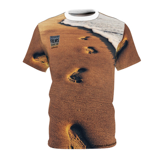 Swamis Vibe Encinitas California JSE Designs #1. 'Footography' Beach T Beach-Themed Unisex Cut & Sew Tee, Relaxed Summerwear, Vacation Top, Coastal Gifts, Ocean Lover Apparel, Sand and Sea Inspired