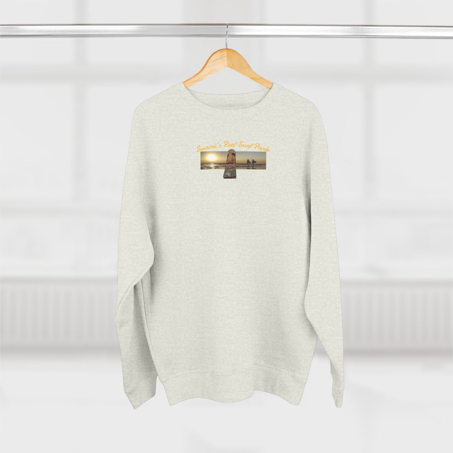 Swamis Vibe Encinitas California JSE Designs #1. Custom Designed Swamis Surf Park Crewneck Unisex Sweatshirt - Beautiful  Surfing Beach Sunset California Coast