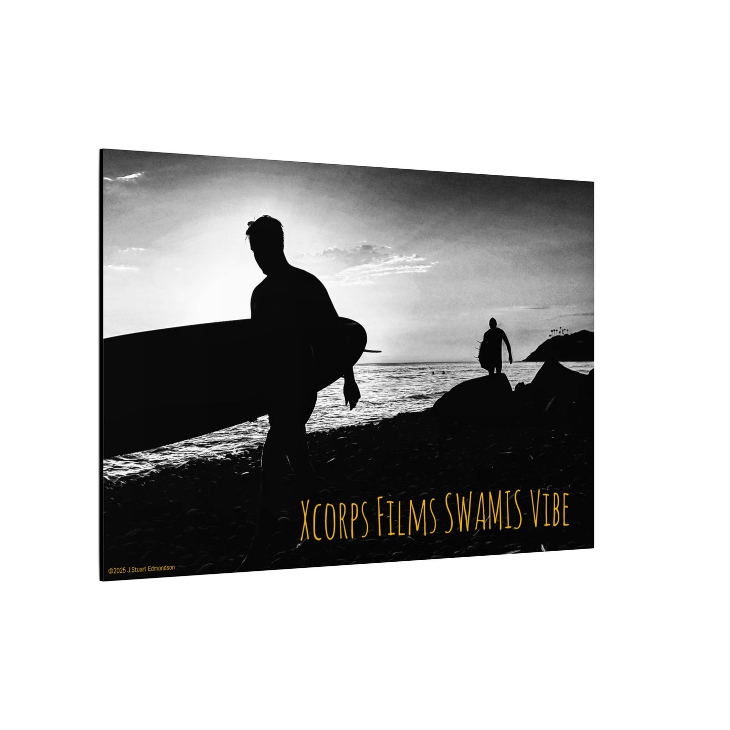 Swamis Vibe Encinitas California JSE Photograph #1029 Swamis Surfers Silhouettes Surfing Art Print, Black-and-White Canvas Wall Decor, Beach Vibe, Surf Culture Home Decoration, Gift for Surfers, Beach Lovers