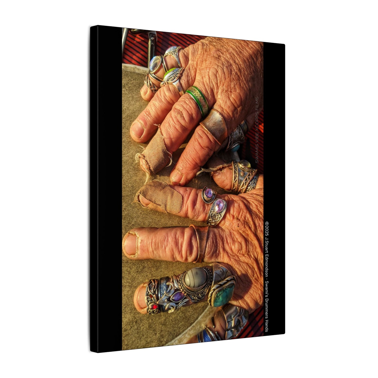 Swamis Vibe Encinitas California JSE Photograph #1253 Swamis Drummer Hands Artistic Canvas Wall Art, Bohemian Home Decor, Unique Gift for Art Lovers, Vibrant Pop Culture Design, Studio Display